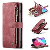 Lavender1 Handyhülle für Samsung Galaxy S10 Plus Hülle Handytasche PU Leder Schutzhülle mit S10 Plus Lederhülle Ständer Kartenfächer Standfunktion Klapphülle Case für Galaxy S10 Plus (Rot,S10 Plus)
