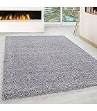 Hochflor Langflor Wohnzimmer Shaggy Teppich Florhöhe 3cm Unifarbe Hellgrau - 80x80 cm R