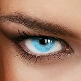 Hellblaue Jahres-Kontaktlinsen Naturally SWEET AQUA - MIT und OHNE Stärke in Light-Blue - von LUXDELUX® - ohne Stärke (+/- 0.00 DPT)