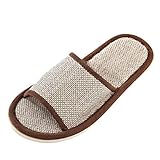 Geilisungren Schlappen Damen Geschlossen Hausschuhe Sommer Offen Rutschfeste Pantoletten Warm Leinen Slides Unisex Home Zuhause Slippers Heimschuhe Weich Indoor Winter Fell F