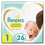Pampers Baby Windeln Größe 1 (2-5kg) Premium Protection, 26 Stück, Tragepack, Pampers Weichster Komfort Und S