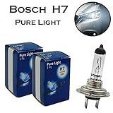 2x Bosch Pure Light H7 55W 12V 1987302777 Weiß Ersatz Halogen Birne für Scheinwerfer, Fernlicht, Abblendlicht, Nebelleuchte vorne - E-geprü