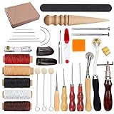 HOSTK 33 stück DIY Leder Handwerk Hand Kit Werkzeuge Set zum Nähen Nähen Stanzen Carving Sattel Leder Kunstwerk Zubehör Ahle Fing