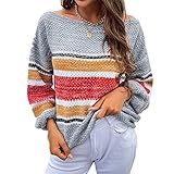 ZYHOOD Damen Langarm Strickpullover Pullover Tops Strickpulli Damen Winterpullover Damen Pullover Langarm V-Ausschnitt Strickpullover Casual Elegante Frauen Einfarbig Gestrickt Pulli Ob