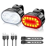 LED Fahrradlicht Set, LED Fahrradbeleuchtung Set IPX4 Wasserdicht Fahrrad Licht, USB Aufladbar StVZO Zulassung Fahrradlampe Tragbar Vorne Frontlicht & Rücklicht Set,4+6 L