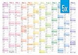 5 x Wandkalender 2022 A4 quer [Rainbow] - Tafelkalender, Jahresplaner, Jahreskalender + Jahresübersicht 2023 auf der Rückseite | nachhaltig & k