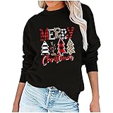 Litale Weihnachten Sweatshirt Damen Teenager Mädchen Pullover Santa Aufdruck Rundhals Weihnachtspulli Kapuzenpullover mit Hirsch Muster Aufdruck Outwear Langarmshirt Xmas Oberteile Sweatshirts Top