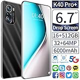 Globale Version K40 Pro+ Smartphone MTK6889 Deca Core 5G 6,7 Zoll Drop Screen 16G 512G Speicher 64 MP Kamera 6000mAh Handy (Schwarz)