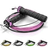 ZenRope Springseil, Speed Rope mit Kugellager, professionelles Sprungseil für Erwachsene, längenverstellbar, inkl. Extra Stahlseil, E-Book, Einstiegsguide & Tasche, 3 m Seillänge (Pink)