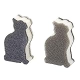 Vigar Felix Scheuerschwamm, 2 Stück, doppelseitig, Katzen-Form mit harten und sanften Oberflächen, Schw