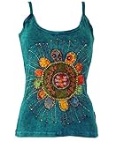 GURU SHOP Stonewash-Goa-Top, Türkis, Baumwolle, Size:M/L (40), Tops & T-Shirts Alternative Bekleidung