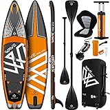 KESSER® Aufblasbare SUP Board Set PRO GTX mit Premium Hochdruckpumpe Transporttasche Stand Up Paddle Board | 350x78x15cm 11.06' Cam Halterung | Surfboard 6 Zoll Dick Komplettes Zubehör 150kg, Orang