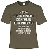 Lustiges Sprüche Shirt Geschenkartikel T-Shirt mit Urkunde Gestern: Stromausfall Kein WLAN Kein Internet Fun Artikel Partygeschenk