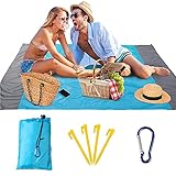 Picknickdecke, XiYee Stranddecke Wasserdicht 200 x 210 cm, Sandabweisende Campingdecke 4 Befestigung, Stranddecke Portable Sand Frei, Sandfrei/Picknick für den Strand, Campen, Wandern und Ausflüg