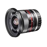 Walimex pro 20155 12mm f1:2,0 Festbrennweite manueller Fokus Weitwinkelobjektiv für Sony E Mount, Kamera Objektiv lichtstark für Systemkamera für A5000 A5100 A6000 A6300 A6500 Serie, Nex, schw