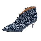 Yowablo Stiefel Schuhe Damen Mode Atmungsaktiv Stilettos Retro Reißverschluss Kurze Stiefel (38,blau)