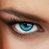 Farbige Jahres-Kontaktlinsen CARIBBEAN Blue - MIT und OHNE Stärke in BLAU - von LUXDELUX® - ohne Stärke (+/- 0.00 DPT)