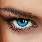 Farbige Jahres-Kontaktlinsen CARIBBEAN Blue - MIT und OHNE Stärke in BLAU - von LUXDELUX® - mit Stärke (-1.25 DPT in Minus)