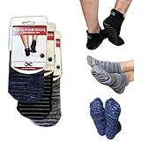 Rutschfeste Socken mit Griffen, für Krankenhaus-Reha, Reisen, Yoga, Pilates, Trampolin, Schwarz & Grau Mix & Dunkelblau-Mix – M/L, 3