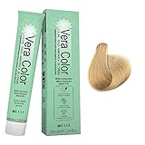 Vera Color - 9 Super Hellblond - Professionelles Permanentes Haarfärbemittel, Creme-Haarfarbe ohne Ammoniak mit Pflanzenkeratin, Aloe Vera und Gojibeeren - Totale Abdeckung von grauem Haar - 100