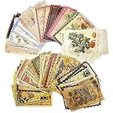 HRASY 120 Stück Vintage Poststempel Aufkleber Botanisches Papier Deko Aufkleber Ästhetische Poststempel Klebepapier Aufkleber für Junk Journaling Tagebuch, Planer, Scrapbooking DIY C