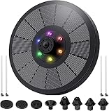 CompraFun Solar Springbrunnen LED, 3W Solar Teichpumpe Garten Wasserpumpe mit 7 Effekte 3 Stunden Automatische Lichter Wechseln, Fontäne Pumpe Gartenteich für Vogelbad, Aquarium, Teich Dek