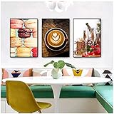 NIEMENGZHEN Druck auf Leinwand Leinwandbild Druck Kaffee Wohnkultur Gemüse Champagner Wandkunst Bild-50x70cm No F