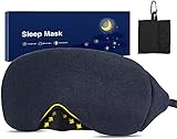 Schlafmaske aus Baumwolle, Schlafbrille Herren Frauen,100% Schattierung Augenmaske, Aktualisiert Verstellbares Gummiband, sleep mask für Reisen, Nickerchen, Nachtschlaf mit Tragetasche—Dunkelb