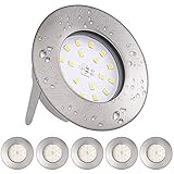 LED Einbaustrahler Flach 230V Ketom LED Spot Warmweiss 2800K 5W 500LM Deckenspots LED 60-65mm Badeinbaustrahler IP44 Rund Matt Nickel Einbaustrahler LED Flach Badezimmer Wohnzimmer 6er S