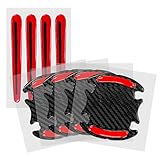 kwmobile 8X Universal Auto Türgriff Lackschutzfolie - Folie - Schutzfolie Griffmulden und Griff Schwarz Rot 9,1 x 8,3 + 13 x 1,7