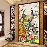 Moxiaa 5D Diamant Painting Bilder Full Groß Pfau 30x60cm Quadrat Diamond Painting Set DIY Diamant Malerei Vollbohrer Stickerei Kreuzstich Leinwand für Haus Wand Und Eingang Dek