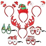 Toyvian Weihnachten Stirnbänder Sonnenbrillen Weihnachten Neuheit Party Dekoration Rentier Haarbänder Santa Weihnachten Haarschmuck, für Kinder Erwachsene 8er Pack (style1)