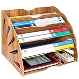 Tonsmile Dokumentenablage Holz, Büro A4 Ablage Postablage Schreibtisch Organizer Briefständer Box Für Magazine, Papiere und Dok