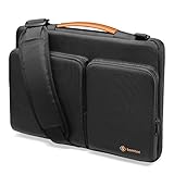 tomtoc Laptop Tasche für 13 Zoll MacBook Air M1 2022/2020-2018, 13' MacBook Pro M1 2022-2016, Notebook Schultertasche Hülle mit Zubehörfach für 12,9-Zoll iPad Pro 2021-2018, Surface Pro X/8/7, Schw