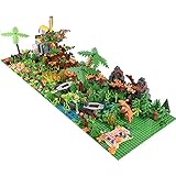 Myste Tropische Regenwaldszene mit Zubehör, 1018 Teile DIY Kreativ Jungle Abenteuer Bausteine Spielzeug mit Tieren & Pflanzen & Blumen & Grundplatten, Kompatibel mit Lego Baumhaus 21318