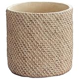 Pflanzgefäß Bambuskorb Blumentopf - M L Größe Imitation Rattan Seilgeflecht Blumentopf Zementvase, Kaktus Sukkulenten Behälter Mit Ablaufloch, Dekorativ Für Indoor Outdoor Gartenbü