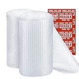 305 mm x 22 m Luftpolsterfolie für den Umzug, 20 besonders zerbrechliche Aufkleber, perforierte, leicht zerreißende 30 cm x 30 cm große Abschnitte zum Verpacken V