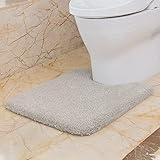 WC Vorleger mit Ausschnitt rutschfest WC Teppich Verdickt Klovorleger Weich Stand WC-Vorleger Flauschige Mikrofaser Toilette Badteppich - 50 x 60cm (Hellgrau)