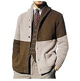 Swrowesi Herrenmode Atmungsaktiv Strickjacke Retro Lässig Bequem Lässige Nähte Farbe Schal Langarm Farbblock Knopf Strickp