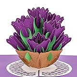 Bajayvovo Pop-Up-Karte in Tulpenform, Pop-Up-Blumen-Bouquet, 3D-Blumen-Grußkarten, Pop-Up-Muttertagskarte, Jahrestagskarte, Valentinstagskarte, Geburtstagskarte, Dankeskarte, Tochter, F