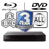 Sony BDP-S3700 Smart WiFi Multi Region All Zone Code Free Blu-ray Player. Blu-ray Zones A, B and C, DVD Regions 1-8. Full HD 1080p DLNA YouTube, Netflix etc HDMI and Coaxial Audio Outp