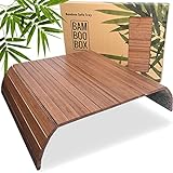 BAM BOO BOX Sofatablett - Sofalehnen Ablage aus Bambus - Armlehnen Tablett aus Holz - Sofaablage in Dunkelb