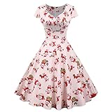 Weihnachtskleider für Frauen, Polka Dot Retro Vintage Style Cocktail Party Swing Dress, gutes Freundin und Frau (White S)