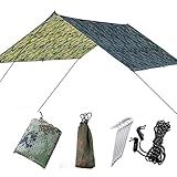 Doofang Camping Hammock Plane, Zeltplane, Tent Tarp, Train Trap, 3m x 3m, Wasserdicht Ultra-Leicht Sonnenschutz UV Schutz Regenschutz Camping Backpacking