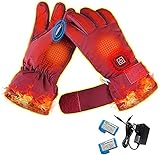 Beheizte Handschuhe, Damen Elektrische Beheizbare Handschuhe mit Wiederaufladbare, Wasserdicht Touchscreen Heizung Thermo Handschuhe zu Winter Outdoor Klettern Radfahren Snowboarden, Camping Jag