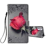 HopMore Handyhülle für Samsung Galaxy A52 5G 4G / Samsung A52S 5G Leder Hülle, Flip Case 360 Grad Klappbar Klapphülle Motiv für Mädchen Frauen Handytasche Stoßfest Silikon Cover Tasche - R