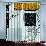 BKTTDS 2Er Set Blickdichte Vorhang Wärmeisolierender Für Schlafzimmer 230X234cm(HxB) 3D Druck Marmor-Textur Muster Gardinen Mit Ösen - Junge Mit Mädchen Schlafzimmer W