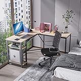 Schreibtisch PC Tisch Eckschreibtisch mit Ablagen L-förmiger Computertisch Gaming Büro Schreibtisch, Großer Raum, Sichere runde Ecke (138X138X75cm)