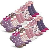 Mowenti Mädchen Kinder Sneaker Socken 27-30 Bunte Socken mit Streifen und Punkten Baumwolle 10 Paar L