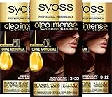 Syoss Oleo Intense Öl-Coloration 3-22 Bordeaux Rot Stufe 3 (3 x 115 ml), dauerhafte Haarfarbe mit pflegendem Öl, Coloration ohne Ammoniak